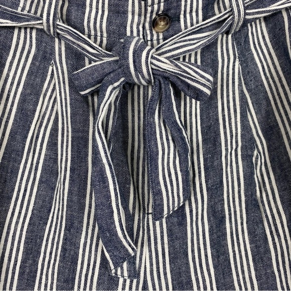 Madewell linen blend paperbag waist indigo stripe pants - Picture 6 of 9